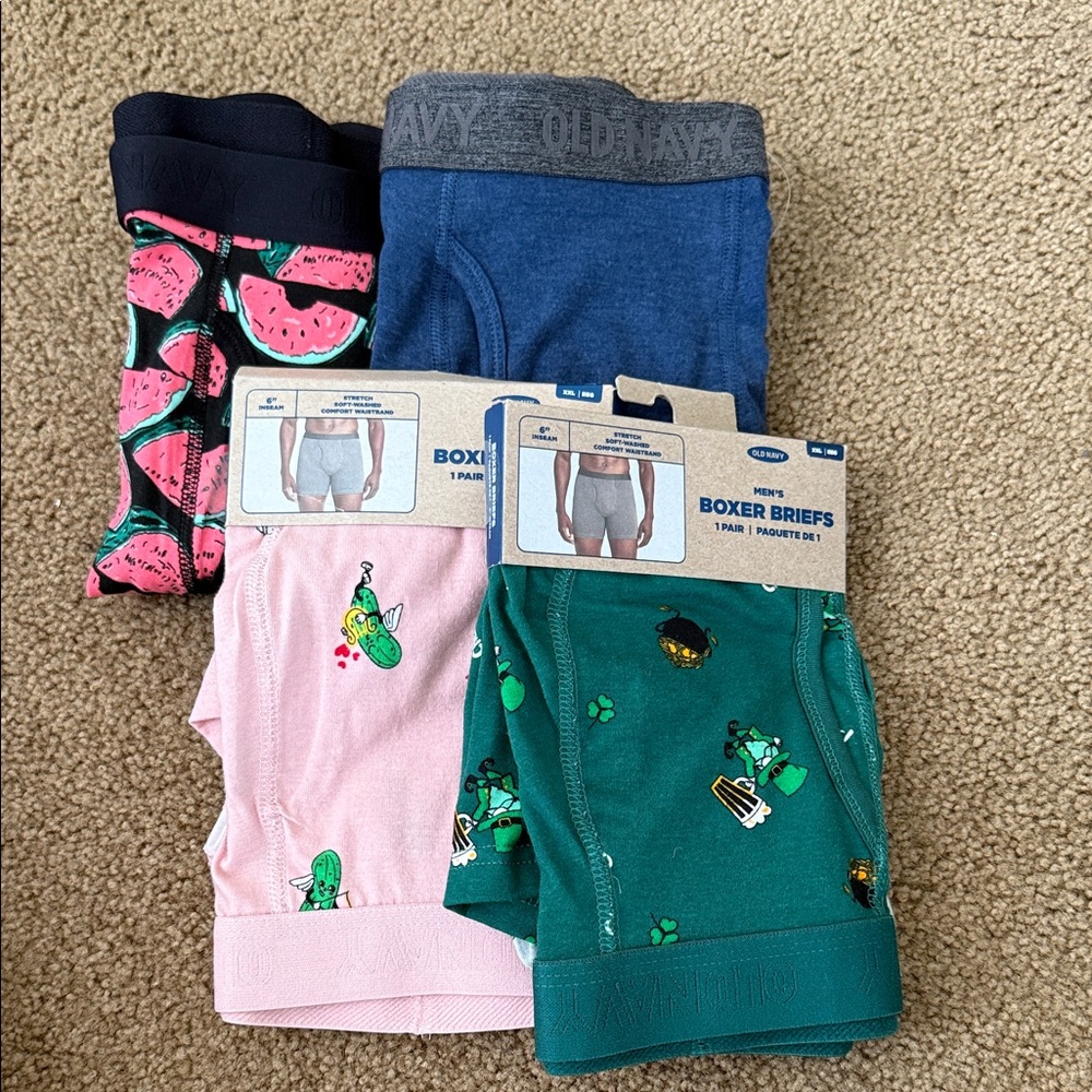 NWT lLot of 4-Old Navy Men’s Boxer Briefs- Navy, Pink, Green and Watermelon